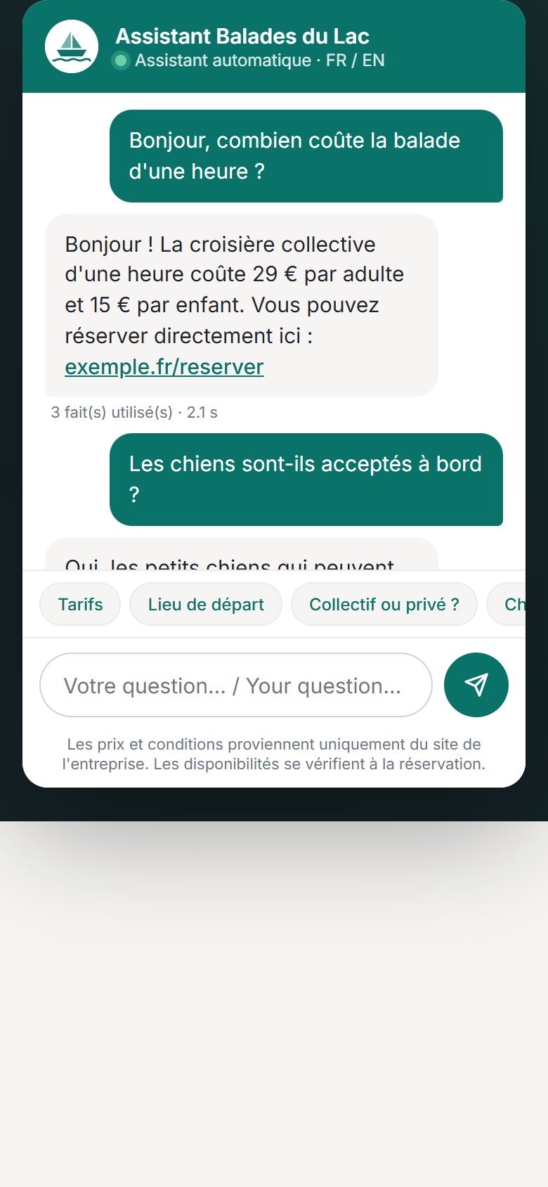La même conversation sur mobile