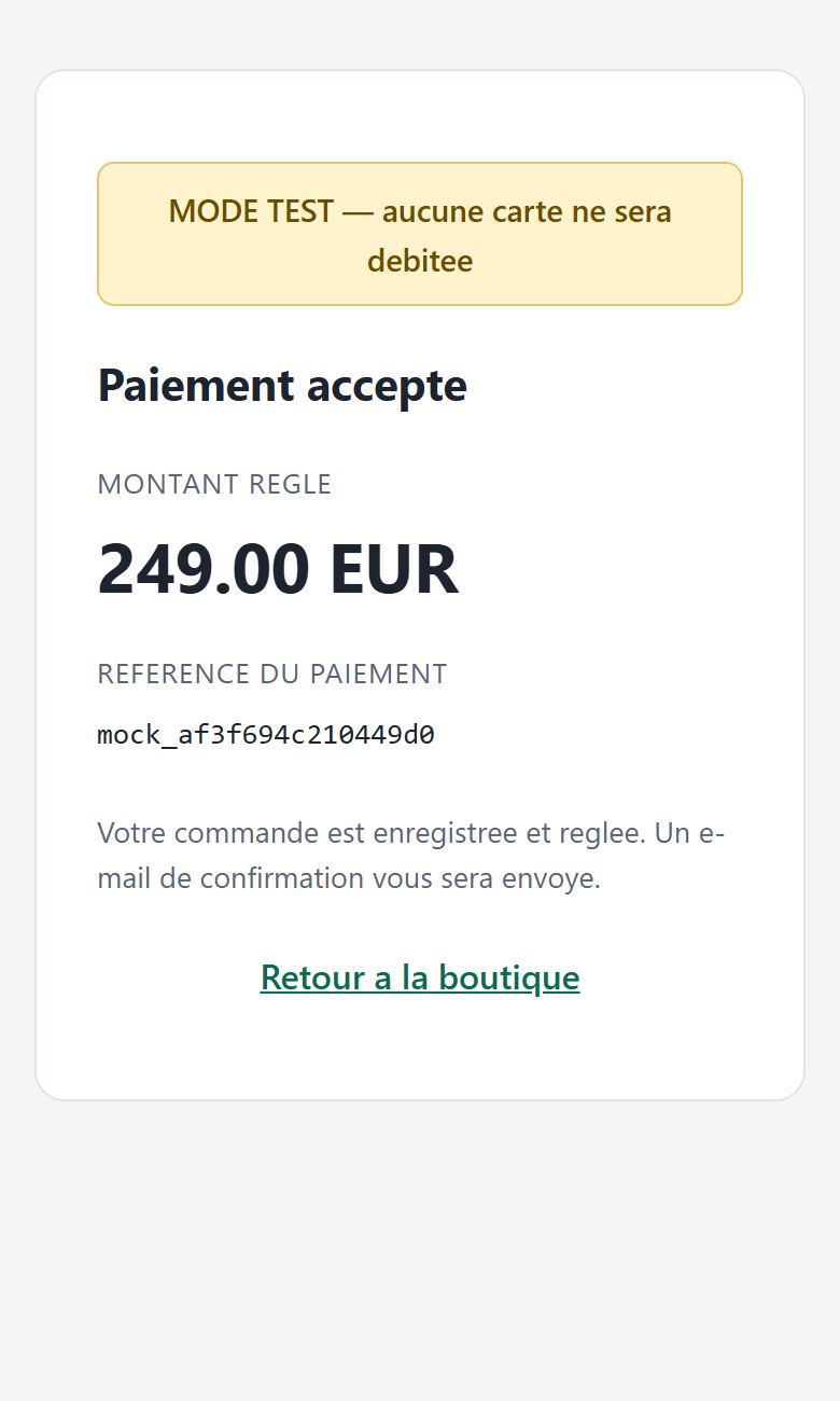 Confirmation du paiement accepté avec sa référence